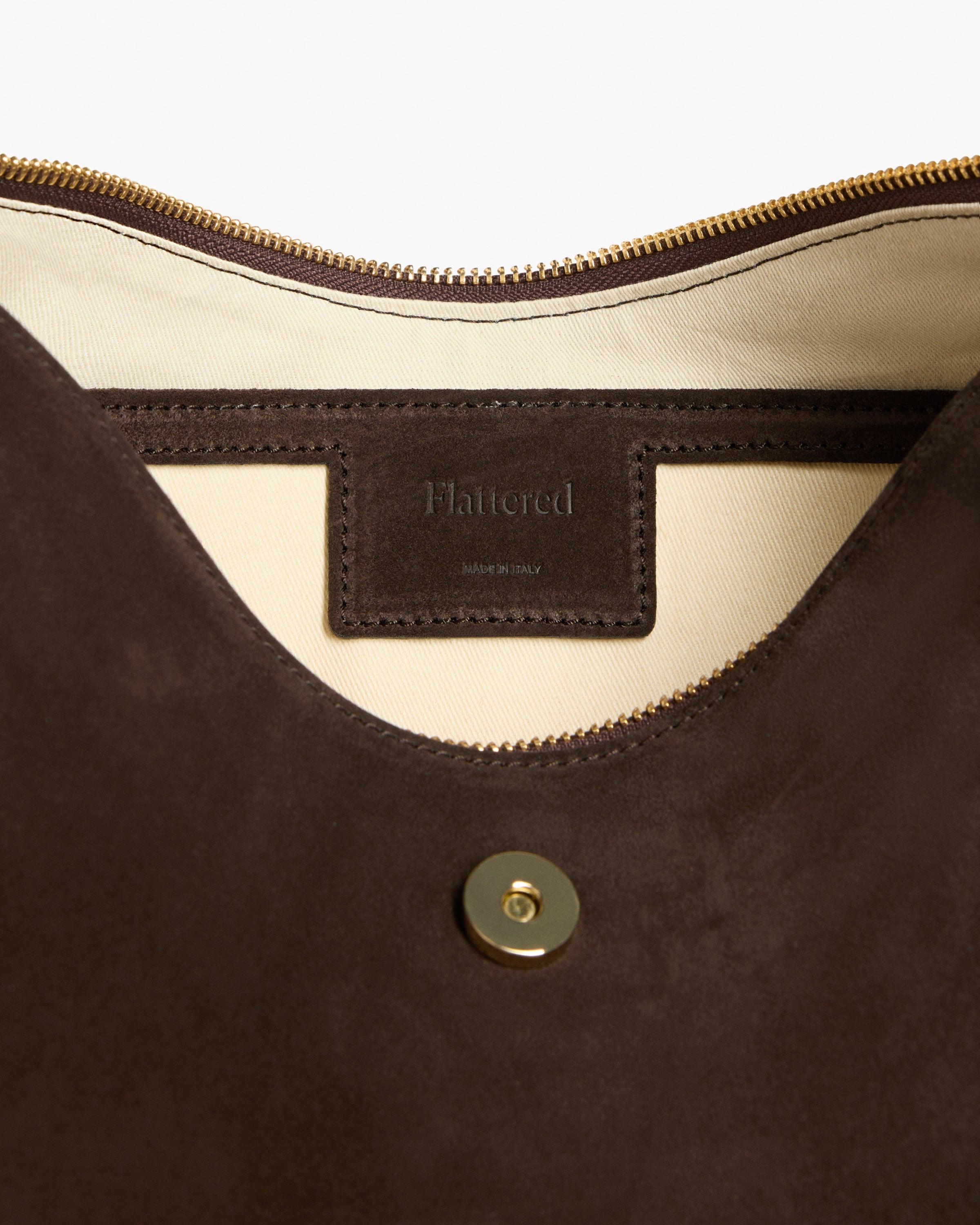 Gaia Ornament Handbag Suede Chocolate