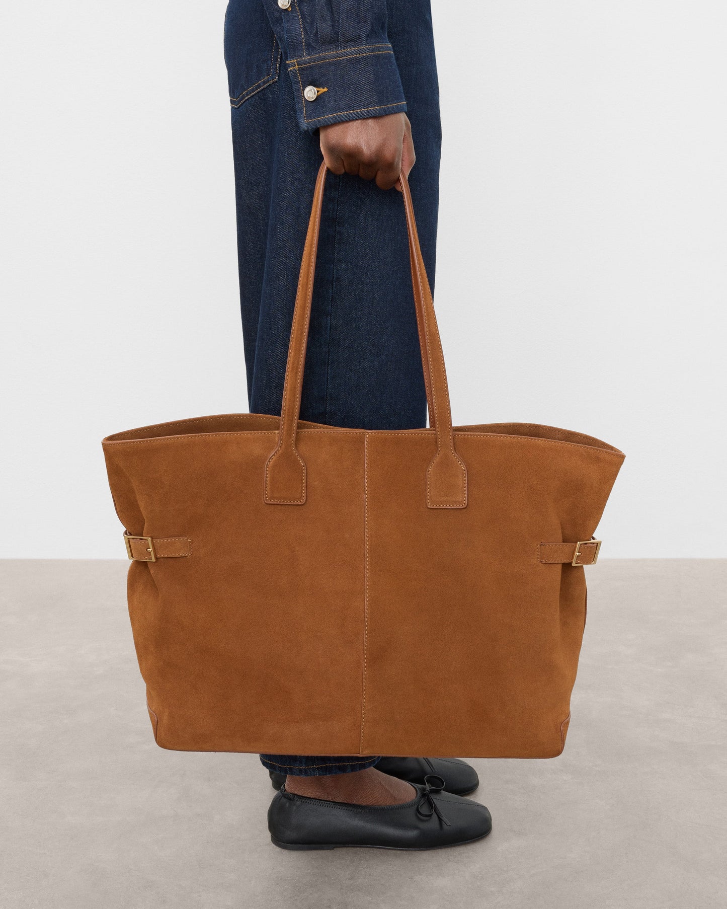 Lesley Tote Bag Suede Bourbon